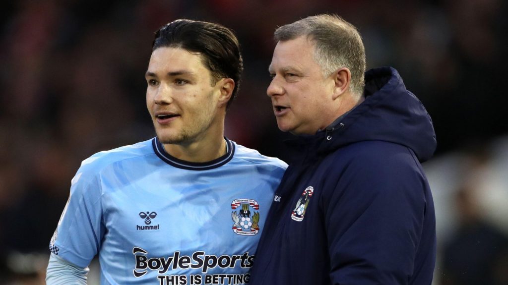 Coventry-player-Callum-OHare-with-manager-Mark-Robins